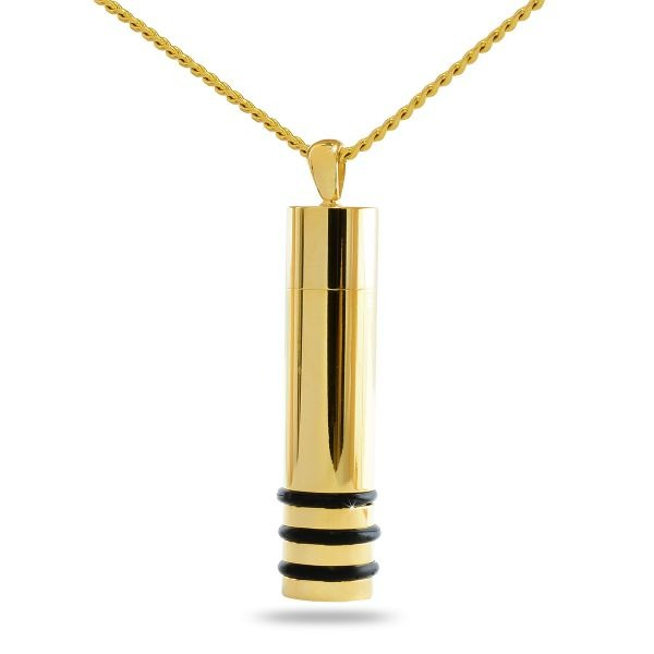 Cylinder Rings Ash Gold Steel Pendant/Necklace Funeral Cremation Urn