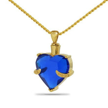 Load image into Gallery viewer, Aqua Blue Gold Steel Crystal Keepsake Pendant/Necklace Funeral Cremation Urn
