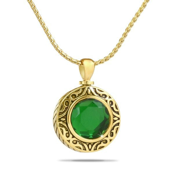 May Green Gold Steel Keepsake Pendant/Necklace Funeral Cremation Urn
