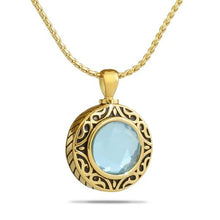 Load image into Gallery viewer, December Light Blue Gold Steel Keepsake Pendant/Necklace Funeral Cremation Urn
