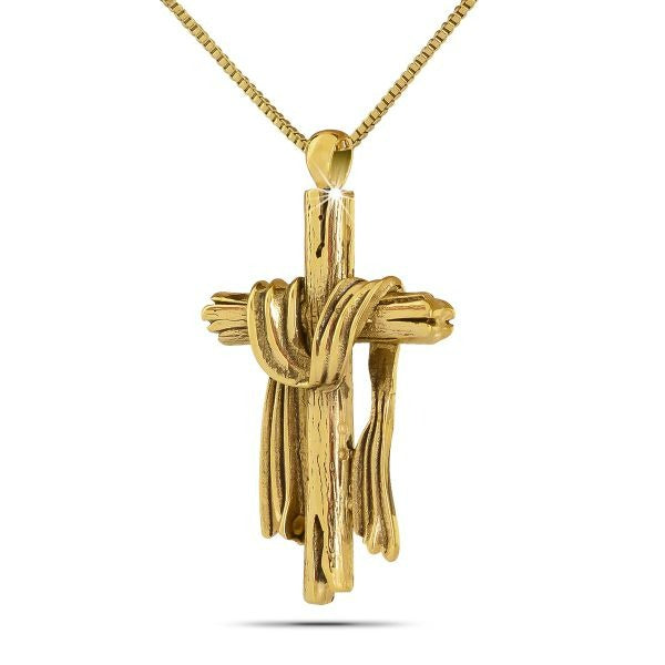 Old Rugged Cross Gold Steel Pendant/Necklace Funeral Cremation Urn