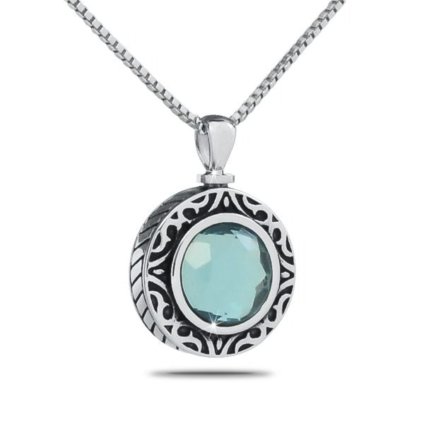 March Aquamarine Silver Keepsake Pendant/Necklace Funeral Cremation Urn