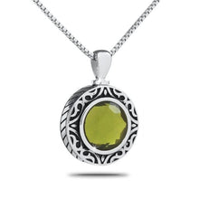 Load image into Gallery viewer, August Light Green Silver Keepsake Pendant/Necklace Funeral Cremation Urn
