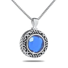 Load image into Gallery viewer, September Blue Silver Keepsake Pendant/Necklace Funeral Cremation Urn
