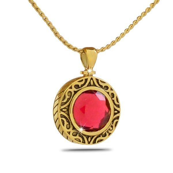 October Pink Gold Steel Keepsake Pendant/Necklace Funeral Cremation Urn