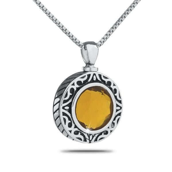 November Orange Silver Keepsake Pendant/Necklace Funeral Cremation Urn