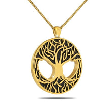 Load image into Gallery viewer, Gold Steel Tree of Life Pendant Pendant/Necklace Funeral Cremation Urn
