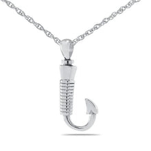 Load image into Gallery viewer, Fishing Hook Silver Keepsake Pendant/Necklace Funeral Cremation Urn
