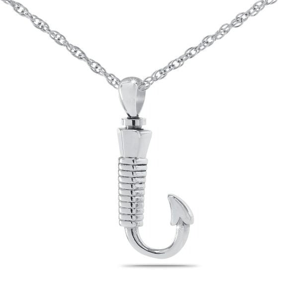 Fishing Hook Silver Keepsake Pendant/Necklace Funeral Cremation Urn