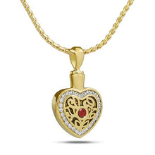 Load image into Gallery viewer, October w/ Opal Gold Steel Pendant/Necklace Funeral Cremation Urn
