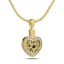 Load image into Gallery viewer, July w/ Ruby Gold Steel Pendant/Necklace Funeral Cremation Urn
