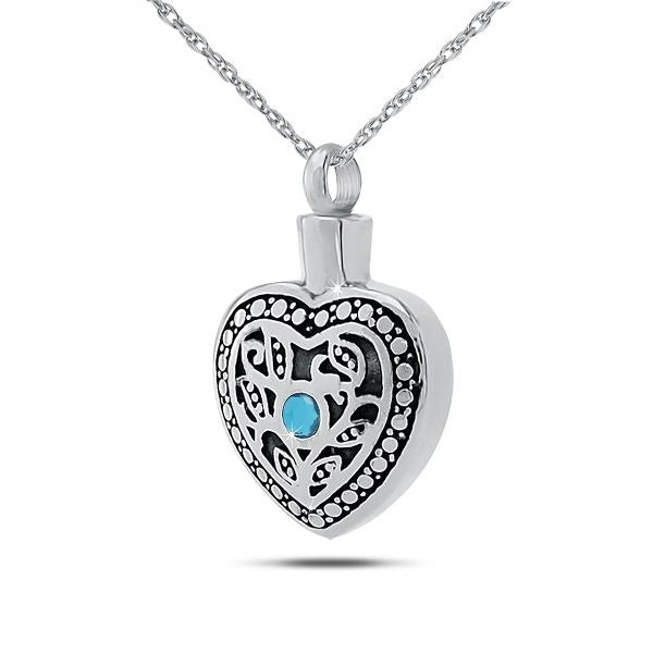 December w/ Blue Topaz Sterling Silver Pendant/Necklace Funeral Cremation Urn
