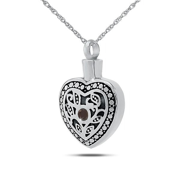July w/ Ruby Sterling Silver Pendant/Necklace Funeral Cremation Urn