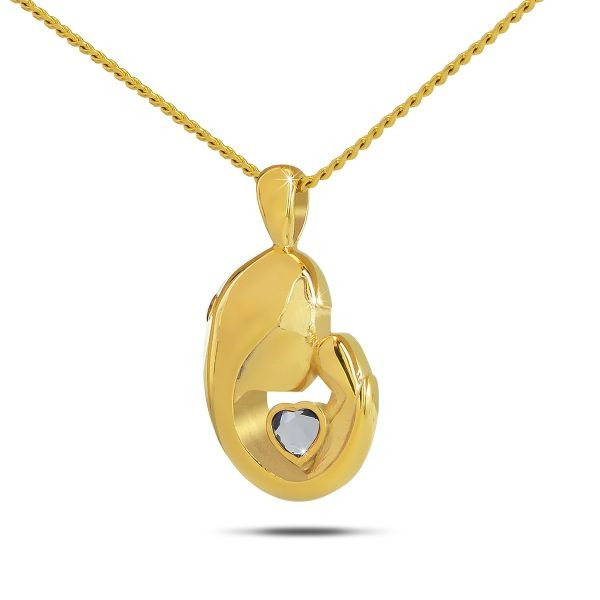 June Mothers Love w/ Alexandrite Pearl Gold Plated steel Pendant/Necklace Funeral Cremation Urn