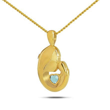 Load image into Gallery viewer, March Mothers Love w/ Aquamarine Gold Plated steel Pendant/Necklace Funeral Cremation Urn
