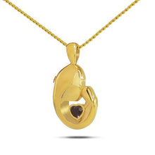 Load image into Gallery viewer, July Mothers Love w/ Ruby Gold Plated steel Pendant/Necklace Funeral Cremation Urn
