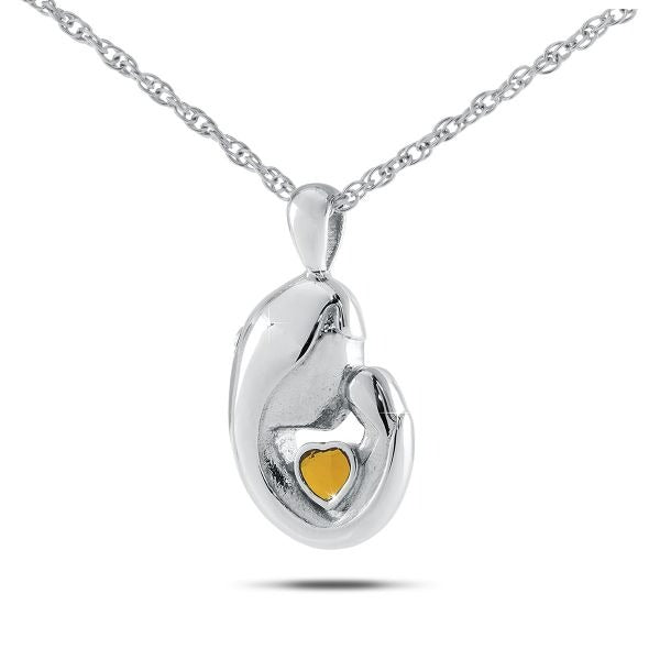 Mother's Love November w/ Citrine Silver Pendant/Necklace Cremation Urn for Ashes