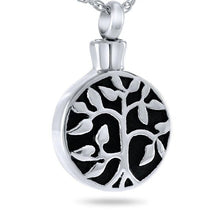 Load image into Gallery viewer, Ancestral Tree Radiant Silver Keepsake Pendant/Necklace Funeral Cremation Urn
