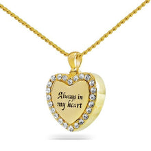 Load image into Gallery viewer, Always In My Heart Gold/Stainless Steel Funeral Cremation Urn Pendant w/Necklace

