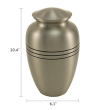 Load image into Gallery viewer, Solid Brass Classic Pewter Color Large Funeral Cremation Urn, 195 Cubic Inches
