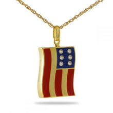 Load image into Gallery viewer, American Flag Gold Steel Patriot Keepsake Pendant/Necklace Funeral Cremation Urn
