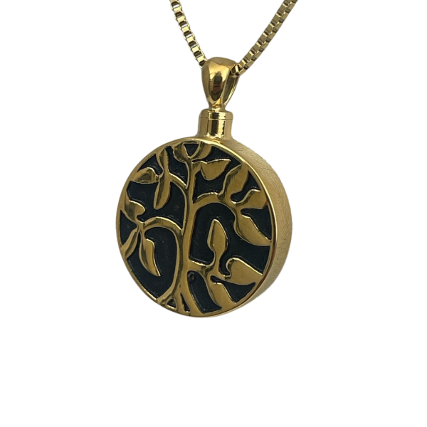 Ancestral Tree Radiant Gold Steel Keepsake Pendant/Necklace Funeral Cremation Urn