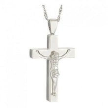 Load image into Gallery viewer, Small/Keepsake Crucifix Silver Ash Pendant/Necklace Funeral Cremation Urn
