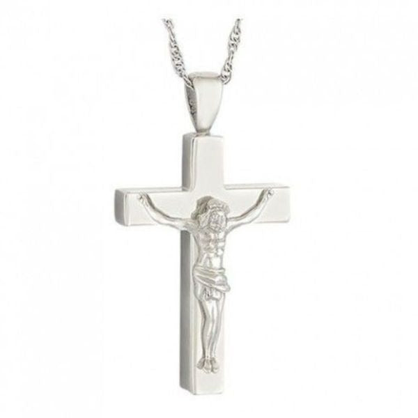 Small/Keepsake Crucifix Silver Ash Pendant/Necklace Funeral Cremation Urn