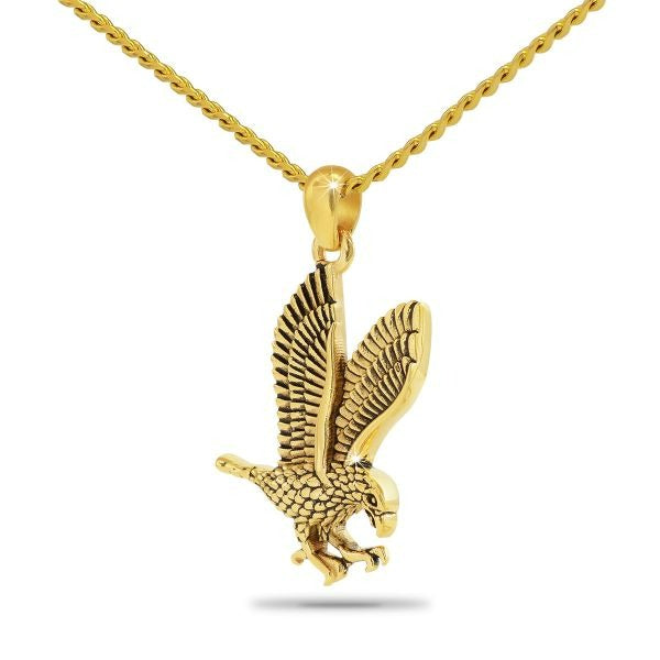 Honored Eagle Gold steel Pendant/Necklace Funeral Cremation Urn