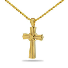 Load image into Gallery viewer, Cross of Rays Gold Steel Pendant/Necklace Funeral Cremation Urn
