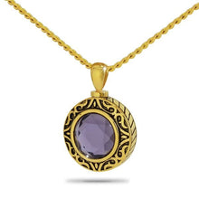 Load image into Gallery viewer, February Royal Purple Gold Steel Keepsake Pendant/Necklace Funeral Cremation Urn
