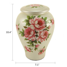 Load image into Gallery viewer, White Ceramic Rose Bouquet Adult 200 Cubic Inch Funeral Cremation Urn for Ashes
