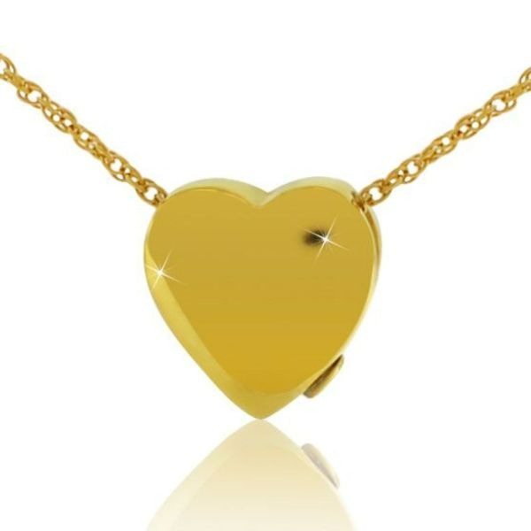 Gold Plated Steel Heart Keepsake Pendant/Necklace Funeral Cremation Urn