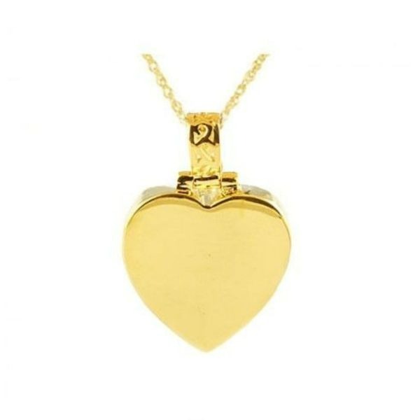 Gold Steel Heart Keepsake Pendant/Necklace Funeral Cremation Urn