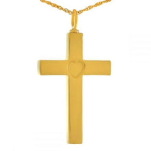 Load image into Gallery viewer, Heart In a Cross Gold Steel Keepsake Pendant/Necklace Funeral Cremation Urn
