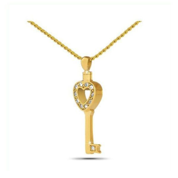 Key to Heaven Gold Steel Keepsake Pendant/Necklace Funeral Cremation Urn