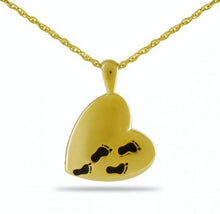 Load image into Gallery viewer, Life&#39;s Journey Gold Steel Keepsake Pendant/Necklace Funeral Cremation Urn
