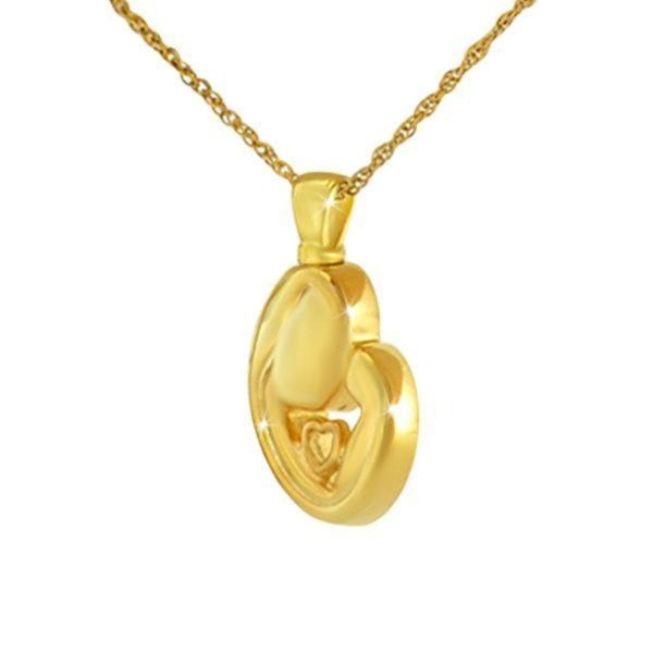 Mother's Love Gold Steel Keepsake Pendant/Necklace Funeral Cremation Urn