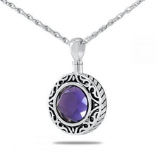 Load image into Gallery viewer, February Royal Purple Silver Keepsake Pendant/Necklace Funeral Cremation Urn
