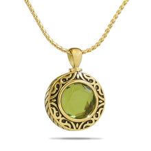 Load image into Gallery viewer, August Light Green Gold Steel Keepsake Pendant/Necklace Funeral Cremation Urn
