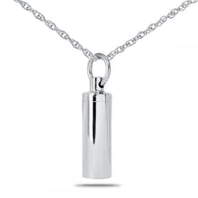 Load image into Gallery viewer, Silver Cylinder Pendant/Necklace Funeral Cremation Urn
