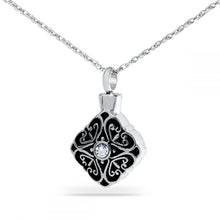 Load image into Gallery viewer, Detailed Crystal Silver Pendant/Necklace Funeral Cremation Urn
