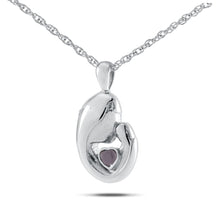 Load image into Gallery viewer, Mother&#39;s Love February w/ Amethyst Silver Pendant/Necklace Cremation Urn for Ashes
