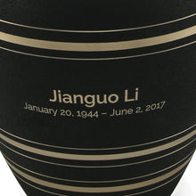 Load image into Gallery viewer, Black Brass Elite Onyx Adult 200 Cubic Inch Funeral Cremation Urn for Ashes
