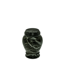 Load image into Gallery viewer, Small/Keepsake 15 Cubic Inch Green Zebra Embrace Funeral Cremation Urn for Ashes
