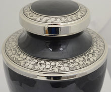 Load image into Gallery viewer, Large/Adult 200 Cubic Inch Black Floral Brass Funeral Cremation Urn for Ashes

