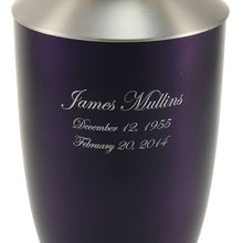 Load image into Gallery viewer, At Peace Memorials Monterey Purple Large/Adult Cremation Urn 200 CI

