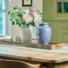 Load image into Gallery viewer, Adult 200 Cubic Inch Brass Purple Butterfly Funeral Cremation Urn for Ashes
