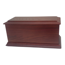 Load image into Gallery viewer, Small/Keepsake 80 Cubic Inch Blue Resting Angel Wood Cremation Urn for Ashes
