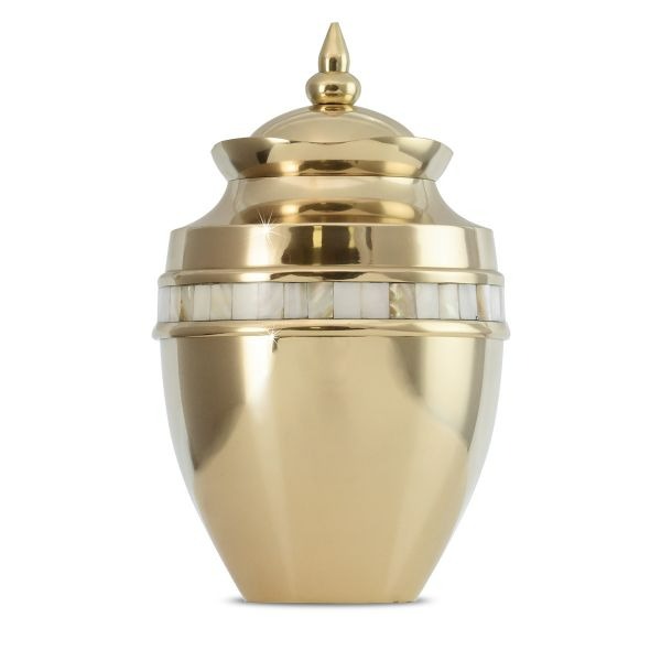 Large/Adult 220 Cubic Inch Classic Mother Of Pearl Brass Funeral Cremation Urn for Ashes